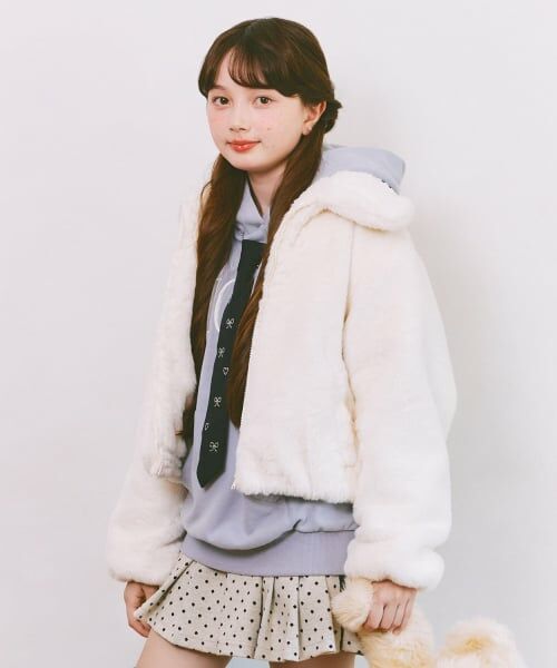 mezzo piano junior / メゾピアノジュニア ブルゾン | ふわふわフェイクファーブルゾン（オフ ホワイト）