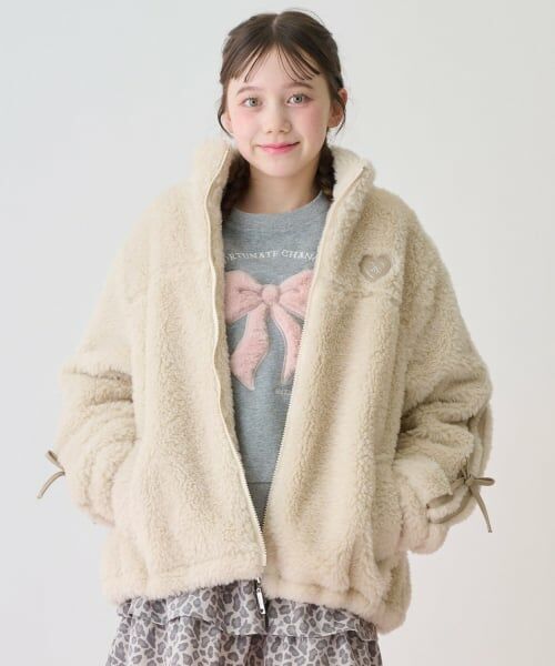 mezzo piano junior / メゾピアノジュニア ブルゾン | もふもふボアブルゾン（アイボリー）