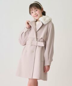 フェイクファー衿つきミドルコート