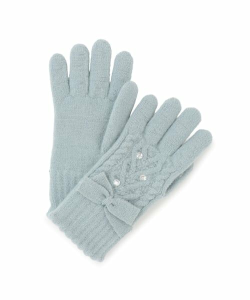 mezzo piano junior / メゾピアノジュニア 手袋 | 裏起毛リボン手袋（ライト ブルー）