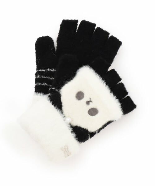 mezzo piano junior / メゾピアノジュニア 手袋 | うさねこぱんだ手袋（黒）