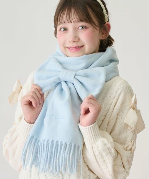 mezzo piano junior / メゾピアノジュニア マフラー・ショール・スヌード・ストール | リボンシュシュつきマフラー（ライト ブルー）