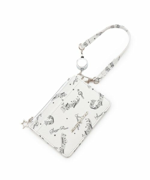mezzo piano junior / メゾピアノジュニア カードケース・名刺入れ・定期入れ | 音符総柄パスケース♪（オフ ホワイト）