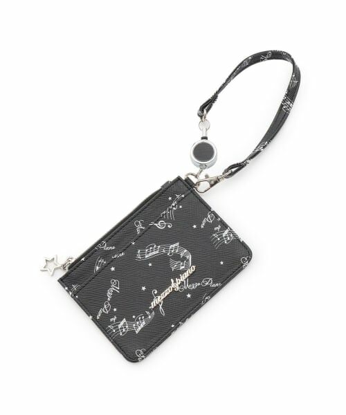 mezzo piano junior / メゾピアノジュニア カードケース・名刺入れ・定期入れ | 音符総柄パスケース♪（黒）