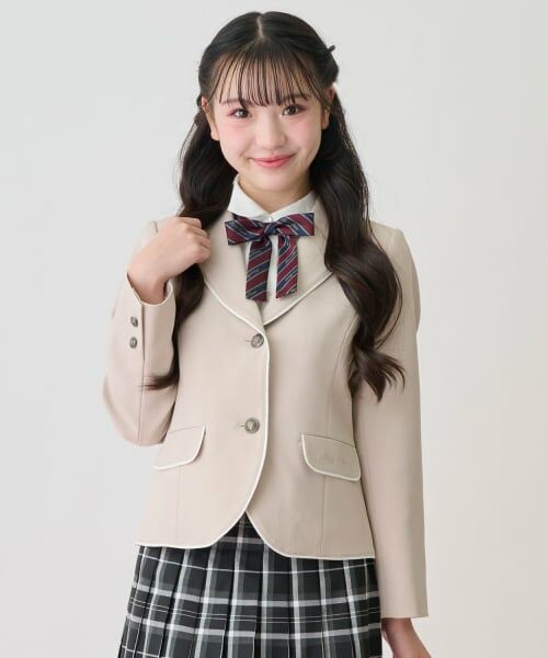 mezzo piano junior / メゾピアノジュニア テーラードジャケット | パイピングジャケット（ベージュ）