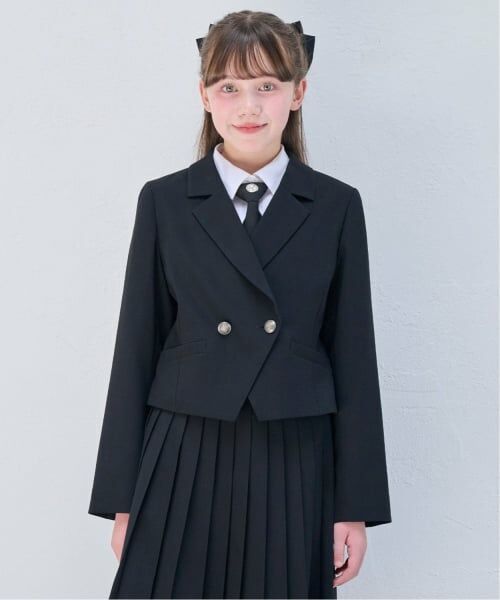 mezzo piano junior / メゾピアノジュニア テーラードジャケット | Wボタンショートジャケット(黒)