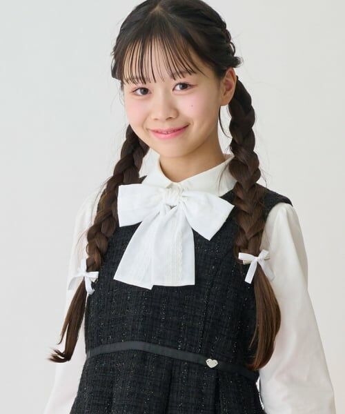 mezzo piano junior / メゾピアノジュニア シャツ・ブラウス | レースリボンタイブラウス（白）