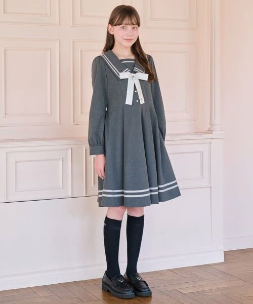 mezzo piano junior / メゾピアノジュニア ドレス | セーラーワンピ（チャコール）