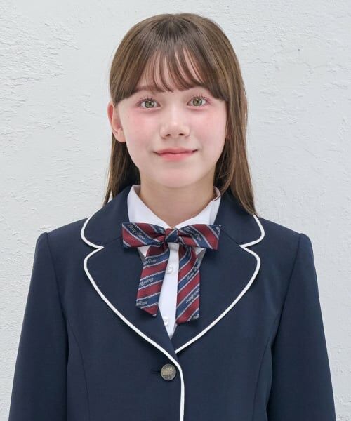 mezzo piano junior / メゾピアノジュニア ネクタイ | レジメンタル柄リボンタイ（エンジ）