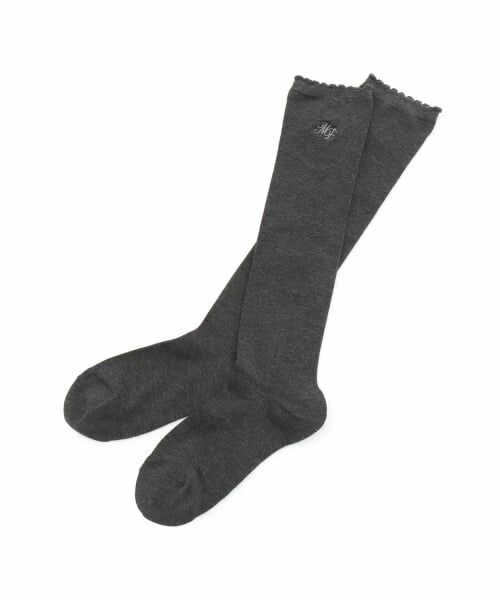 mezzo piano junior / メゾピアノジュニア ソックス | ワンポイントハイソックス（チャコール）
