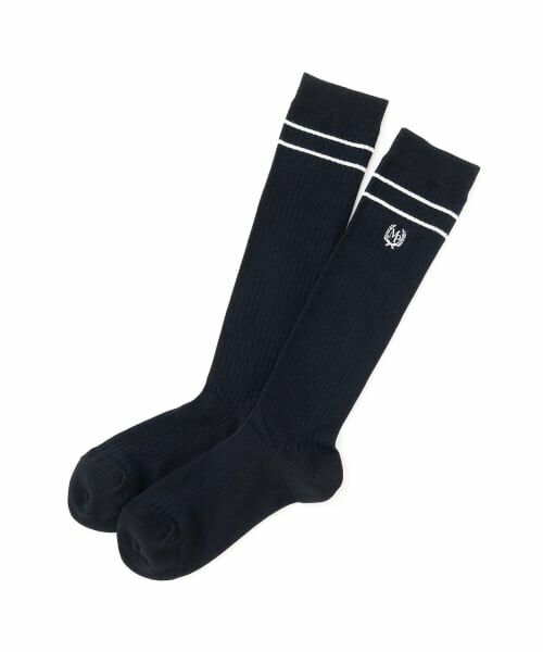 mezzo piano junior / メゾピアノジュニア ソックス | ラインハイソックス（紺）