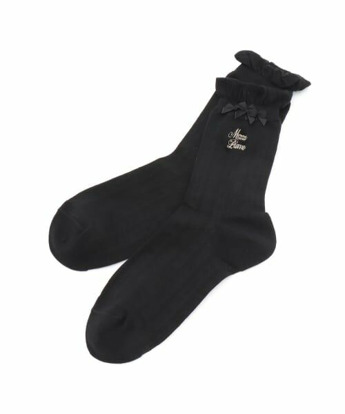mezzo piano junior / メゾピアノジュニア ソックス | フリルリボンソックス（黒）