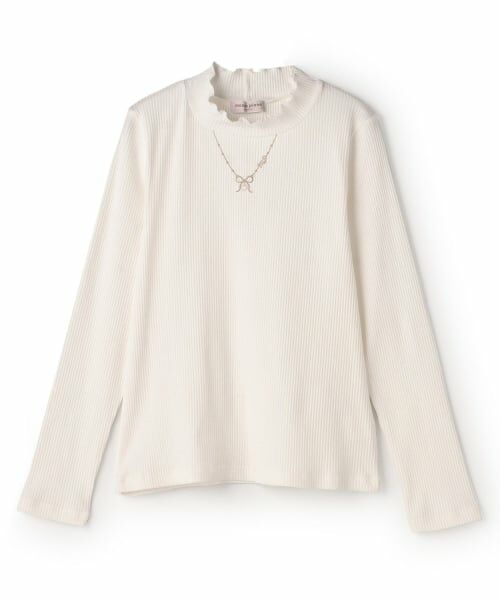 mezzo piano junior / メゾピアノジュニア Tシャツ | プチハイネック長袖Tシャツ（オフ ホワイト）