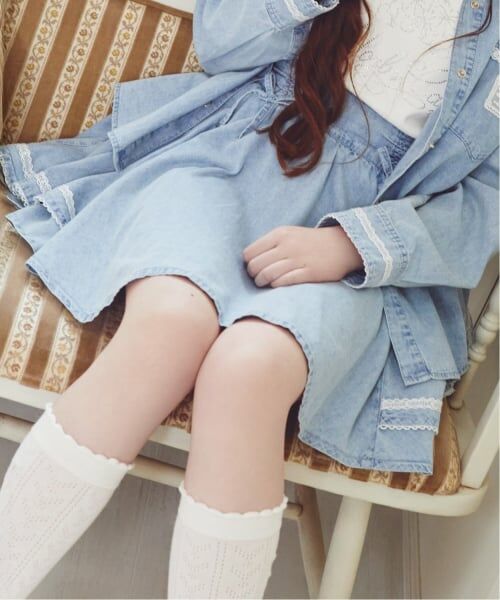 mezzo piano junior / メゾピアノジュニア ショート・ハーフ・半端丈パンツ | アソート素材イレギュラーヘムスカパン（ライト ブルー）