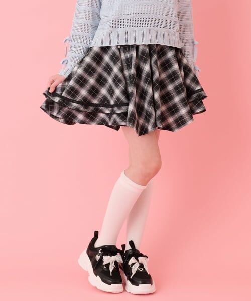 mezzo piano junior / メゾピアノジュニア ショート・ハーフ・半端丈パンツ | アソート素材イレギュラーヘムスカパン（黒）