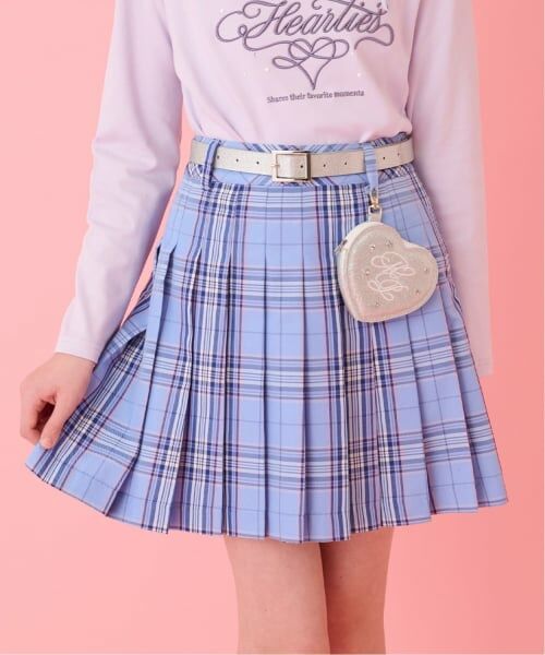 mezzo piano junior / メゾピアノジュニア ミニ・ひざ丈スカート | ラメベルトつきプリーツスカート（サックス）