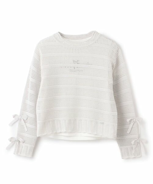 mezzo piano junior / メゾピアノジュニア ニット・セーター | ラメニット&半袖Tシャツセット(アイボリー)