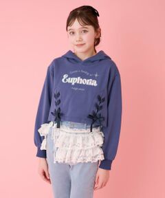 mezzo piano junior / メゾピアノジュニア パーカー | レースアップショート丈パーカ＆タンクトップセット