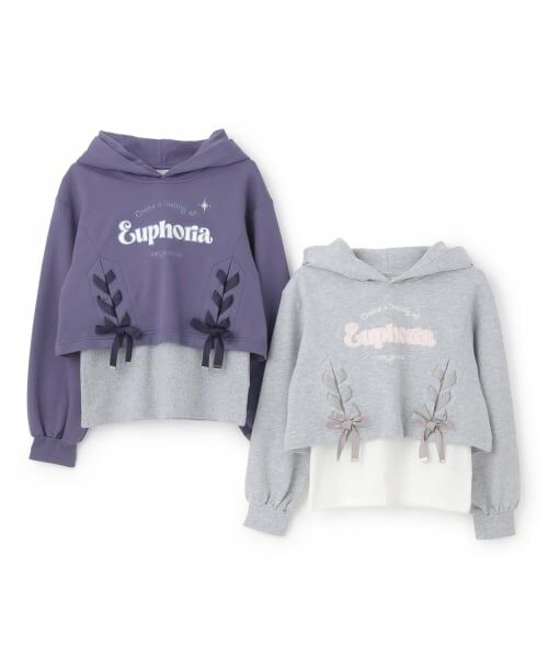 mezzo piano junior / メゾピアノジュニア パーカー | レースアップショート丈パーカ&タンクトップセット | 詳細11