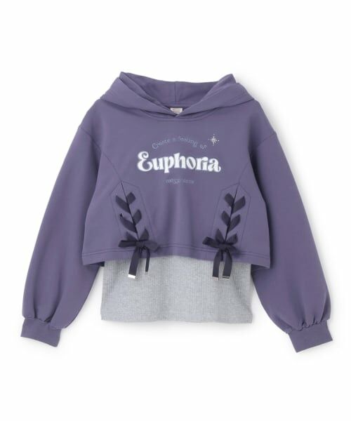 mezzo piano junior / メゾピアノジュニア パーカー | レースアップショート丈パーカ&タンクトップセット | 詳細12