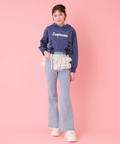 mezzo piano junior / メゾピアノジュニア パーカー | レースアップショート丈パーカ&タンクトップセット | 詳細14