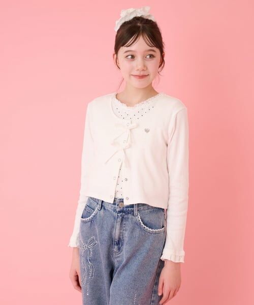 mezzo piano junior / メゾピアノジュニア カーディガン・ボレロ | カットソーカーディガン＆タンクトップセット（アイボリー）