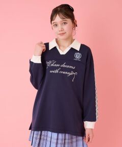 mezzo piano junior / メゾピアノジュニア Tシャツ | 袖レースユニホーム長袖Tシャツ