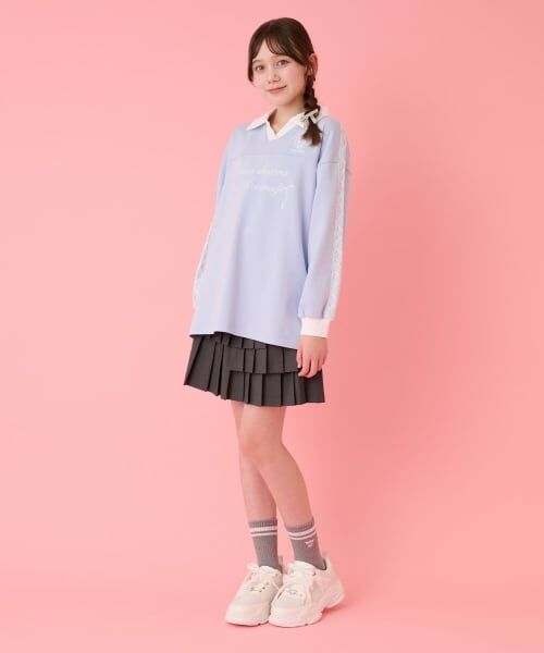 mezzo piano junior / メゾピアノジュニア Tシャツ | 袖レースユニホーム長袖Tシャツ | 詳細13