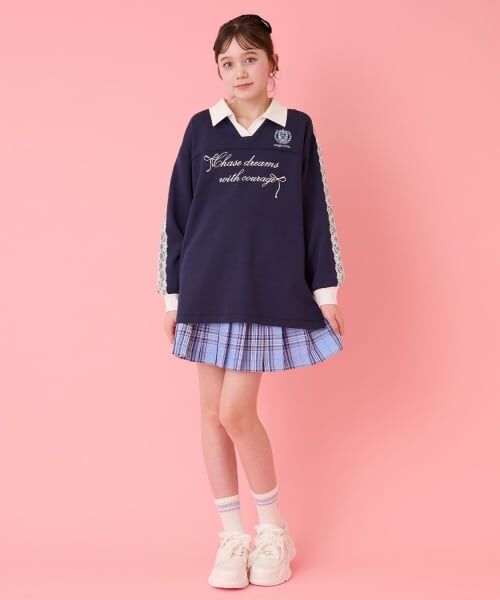 mezzo piano junior / メゾピアノジュニア Tシャツ | 袖レースユニホーム長袖Tシャツ | 詳細14