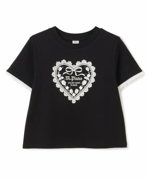 mezzo piano junior / メゾピアノジュニア Tシャツ | 予約/トリムレース半袖Tシャツ（黒）