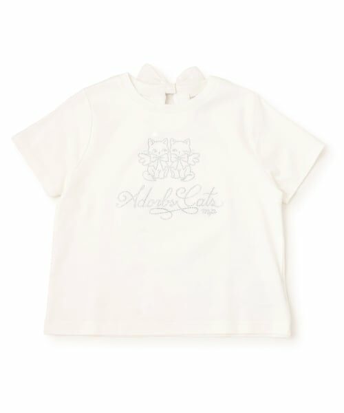 mezzo piano junior / メゾピアノジュニア Tシャツ | 予約/キラキラエンジェルキャットTシャツ（オフ ホワイト）