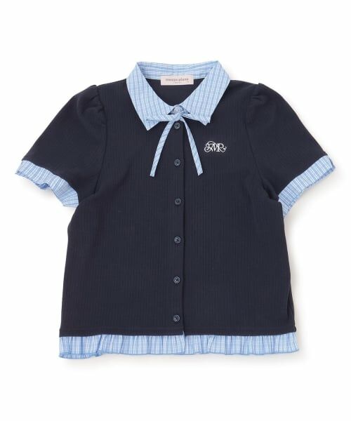 mezzo piano junior / メゾピアノジュニア Tシャツ | ドッキングレイヤードTシャツ（紺）