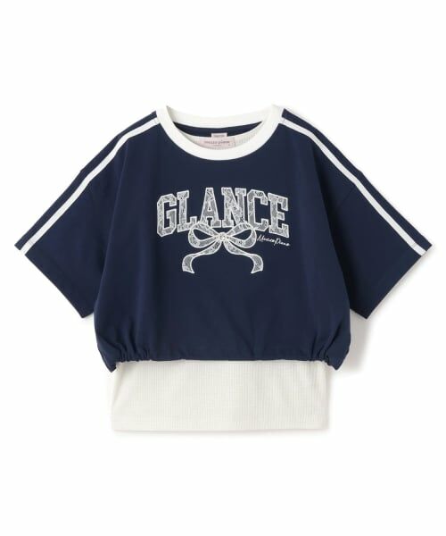 セール】 サイドラインレースアップリケTシャツ＆タンクトップセット