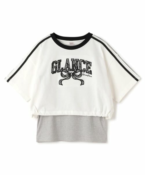 サイドラインレースアップリケTシャツ＆タンクトップセット （Tシャツ