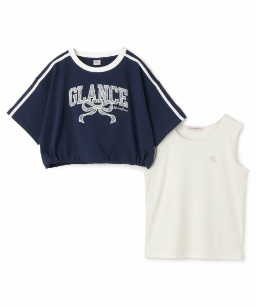 mezzo piano junior / メゾピアノジュニア Tシャツ | サイドラインレースアップリケTシャツ＆タンクトップセット | 詳細2