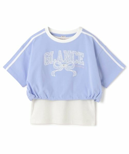 mezzo piano junior / メゾピアノジュニア Tシャツ | サイドラインレースアップリケTシャツ＆タンクトップセット（サックス）