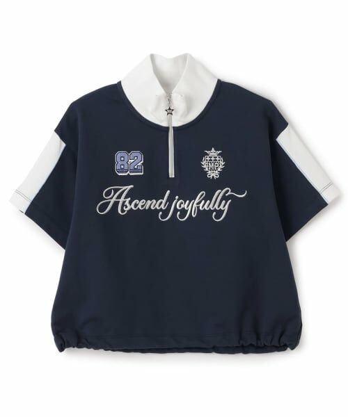 mezzo piano junior / メゾピアノジュニア Tシャツ | ハーフジップ半袖Tシャツ（紺）