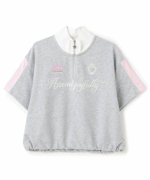 mezzo piano junior / メゾピアノジュニア Tシャツ | ハーフジップ半袖Tシャツ（グレー）