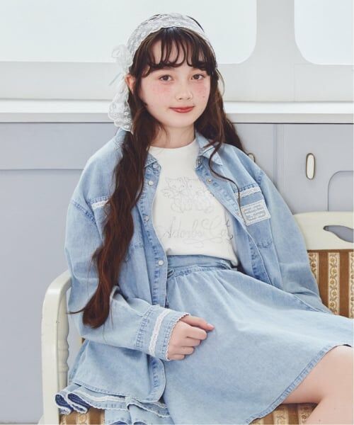 mezzo piano junior / メゾピアノジュニア シャツ・ブラウス | ライトデニムシャツ（ライト ブルー）