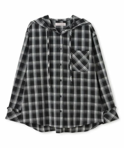 mezzo piano junior / メゾピアノジュニア シャツ・ブラウス | フード チェックシャツ（黒）
