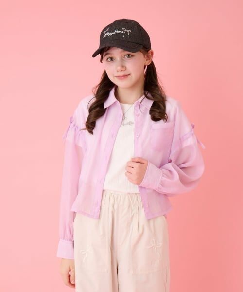 mezzo piano junior / メゾピアノジュニア シャツ・ブラウス | シアーシャツ＆リブTシャツセット（ピンク）