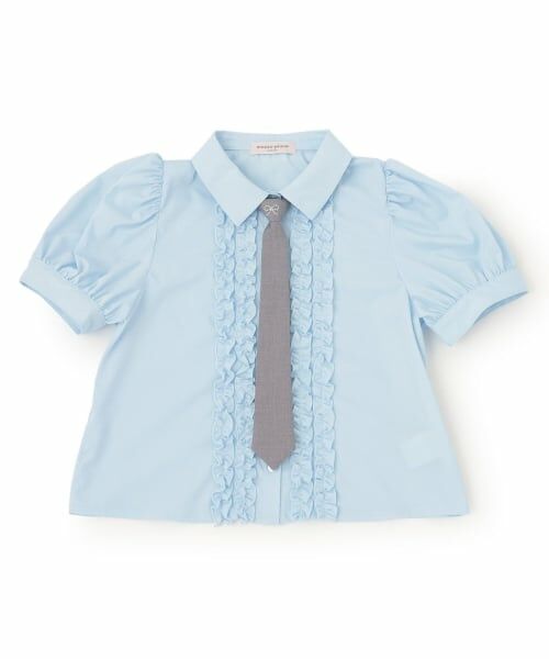 mezzo piano junior / メゾピアノジュニア シャツ・ブラウス | ネクタイつきフリルブラウス（サックス）