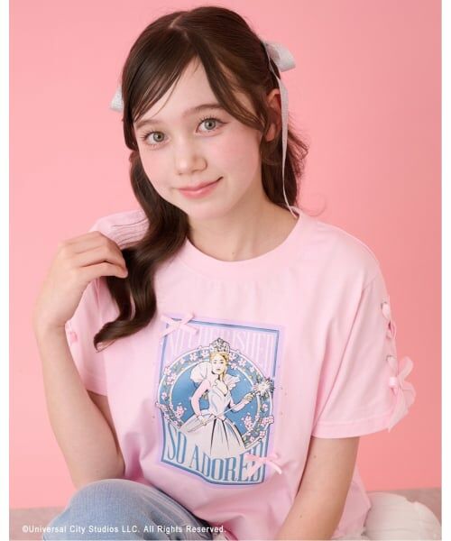 mezzo piano junior / メゾピアノジュニア Tシャツ | 【WICKED】レースアップリボンアソートTシャツ（ピンク）