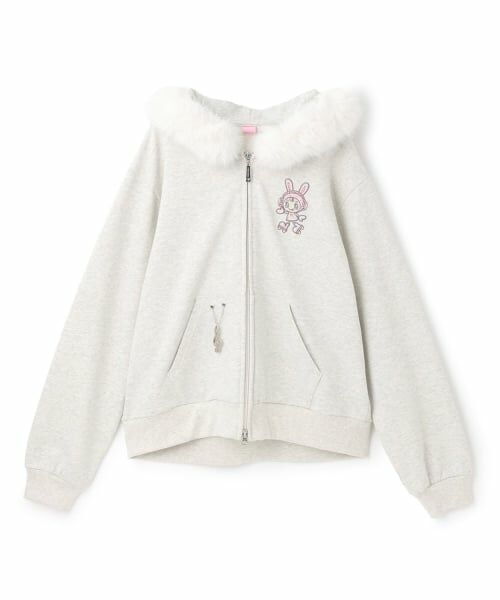 mezzo piano junior / メゾピアノジュニア パーカー | 【WEB限定】復刻♪ひょう柄ベリエちゃんフェイクファーフーディジップパーカ（シロ杢）
