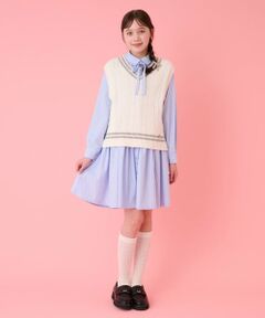 mezzo piano junior / メゾピアノジュニア ミニ丈・ひざ丈ワンピース | ニットベスト＆シャツワンピースセット