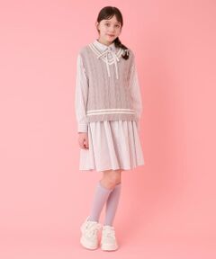 mezzo piano junior / メゾピアノジュニア ミニ丈・ひざ丈ワンピース | ニットベスト＆シャツワンピースセット