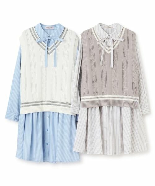 mezzo piano junior / メゾピアノジュニア ミニ丈・ひざ丈ワンピース | ニットベスト＆シャツワンピースセット | 詳細13
