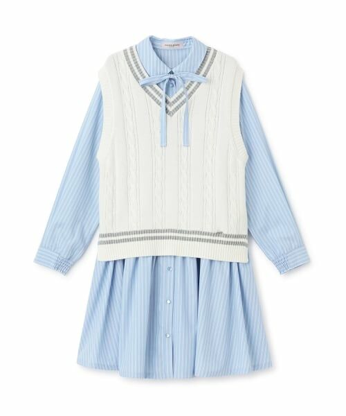 mezzo piano junior / メゾピアノジュニア ミニ丈・ひざ丈ワンピース | ニットベスト＆シャツワンピースセット | 詳細15