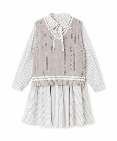 mezzo piano junior / メゾピアノジュニア ミニ丈・ひざ丈ワンピース | ニットベスト＆シャツワンピースセット | 詳細16