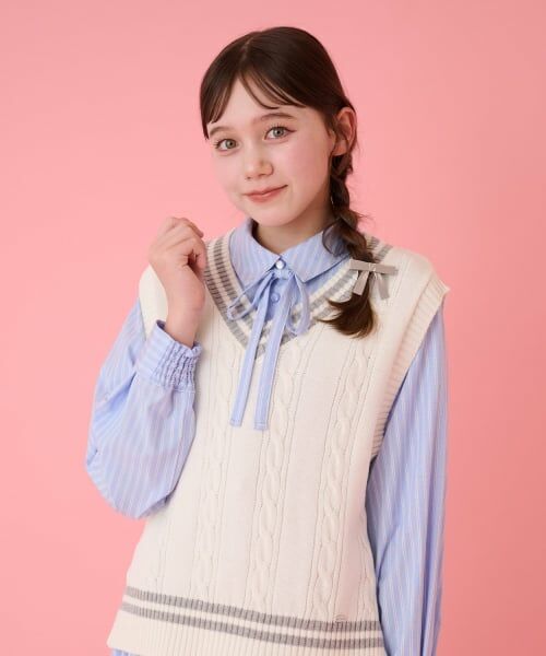 mezzo piano junior / メゾピアノジュニア ミニ丈・ひざ丈ワンピース | ニットベスト＆シャツワンピースセット | 詳細17